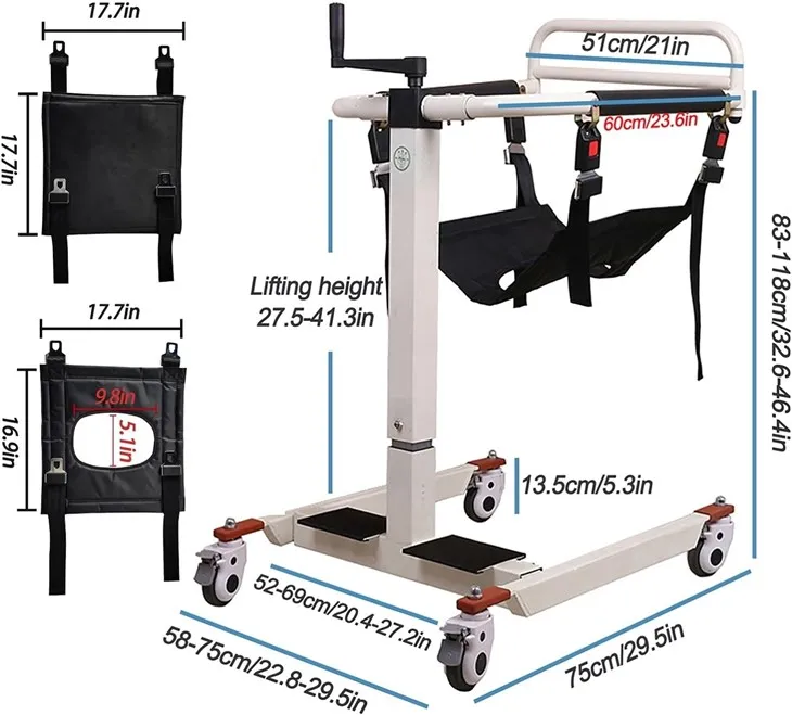 كرسي نقل رفع يدوي من سبائك الألومنيوم